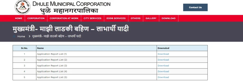 Dhule Municipal Corporation Ladki Bahin Yojana List 