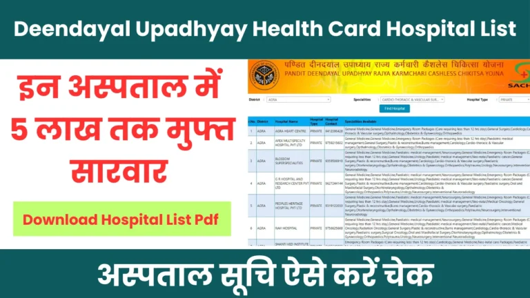 Deendayal Upadhyay Health Card Hospital List